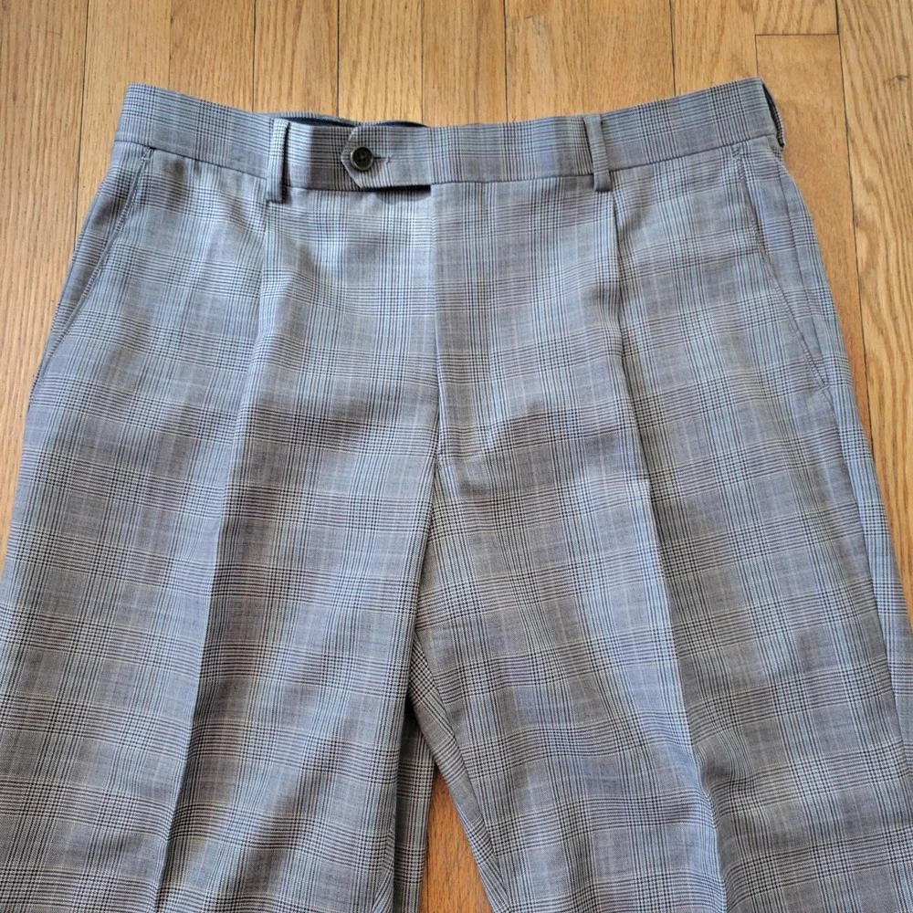 Paul Fredrick 39S Wool Suit Gray Glen‎ Plaid 2 Pc Suit Blazer Pants Preppy Twee